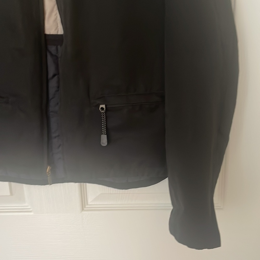 Gap black jacket; lightweight, layers well. Hip length/slightly longer in back. - Picture 5 of 8